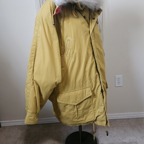 Vintage Yellow FoxRun Jacket Fur Lined Hood XL/XXL - Picture 5 of 10